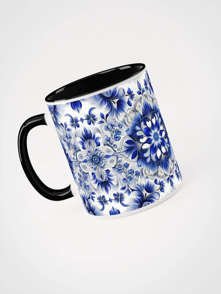 Coffee Mug with Color Inside - Blue and White Floral Design product image (2)