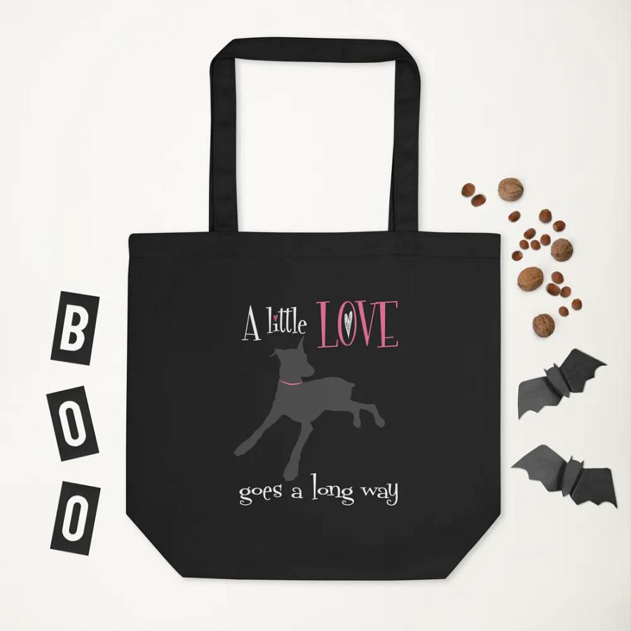 A little Love goes a long way, Black eco tote bag product image (3)