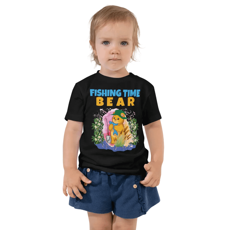 BEAR FISHING TIME Cute Colorful Funny Bella +Canvas Toddler T-Shirt – Fun Gift for Kids product image (5)