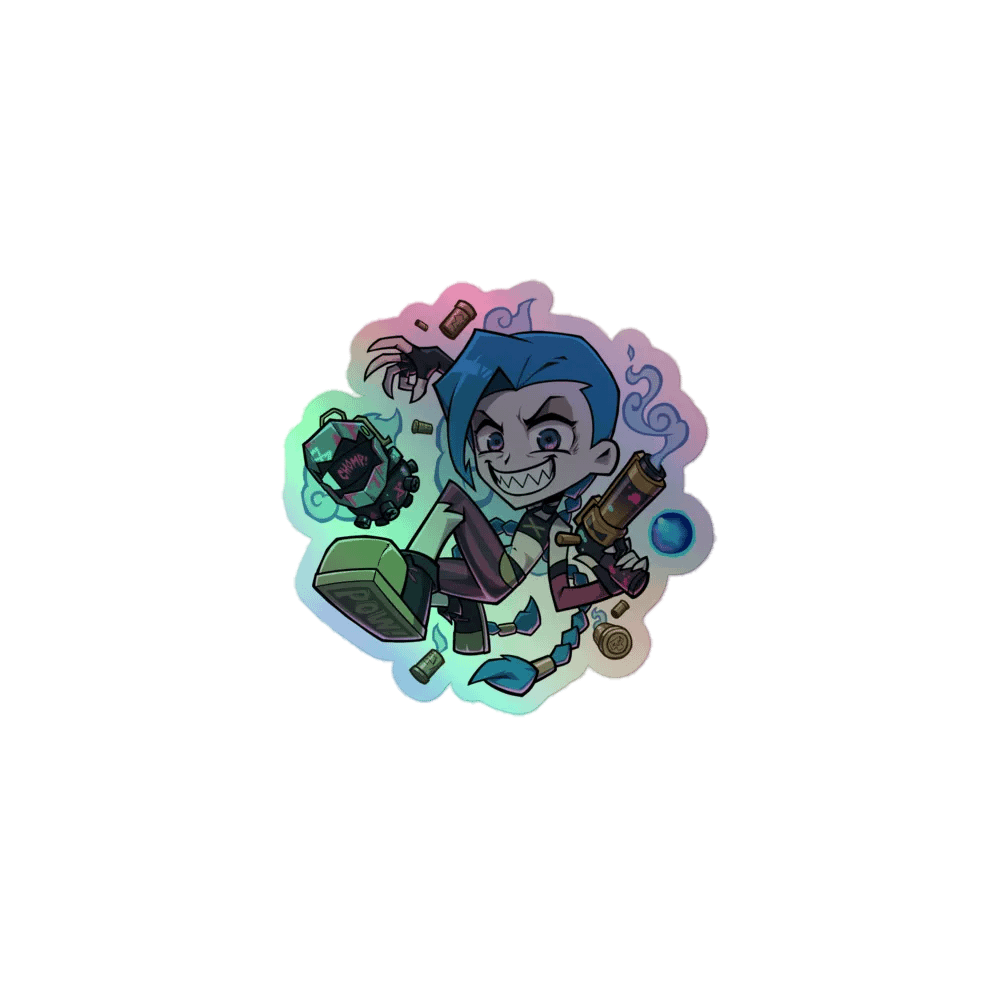Crazy Blue Hair Girl Holo Sticker product image (1)