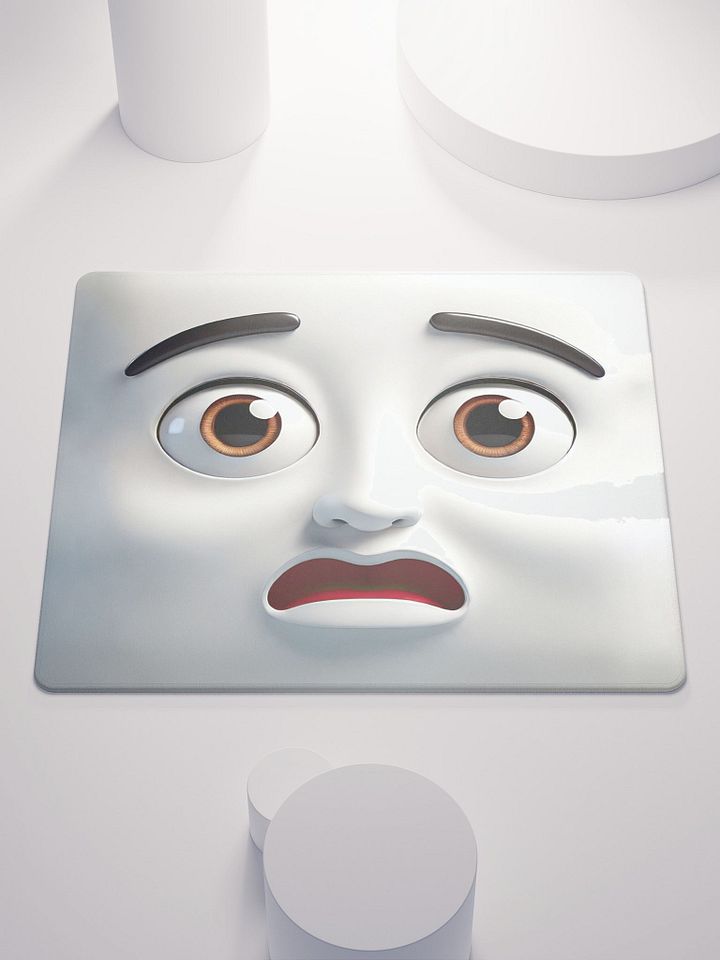 Worried Cartoon Face Premium Mouse Pad: Make Work More Playful! product image (1)