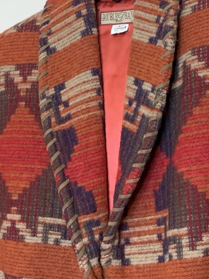 Vintage Double D Ranch Wear Blanket Coat Jacket Size L Wool Blend Southwest 90s product image (4)