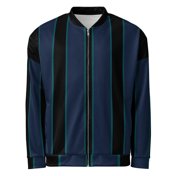 Turquoise Outlined Stripes Bomber Jacket product image (1)