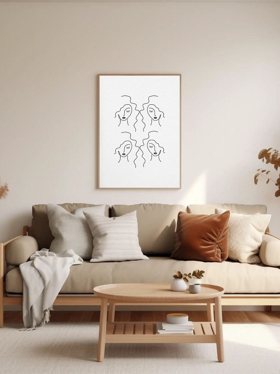 Beautiful Minimalist Portrait Poster Modern Woman Line Art Face Wall Art - Stylish Beauty Illustration - Elegant Home Decor Feminine Design product image (2)