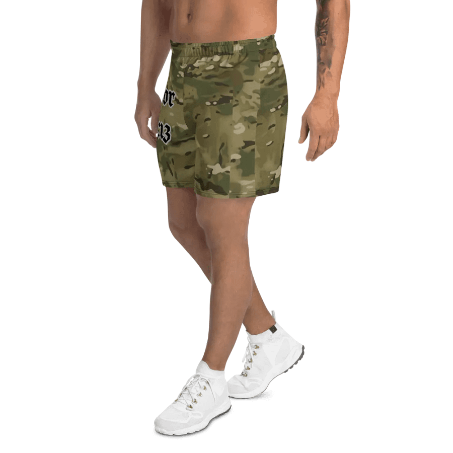 Faithful Camo: 1 Corinthians 16:13 Unisex Athletics Shorts - Multicam product image (9)