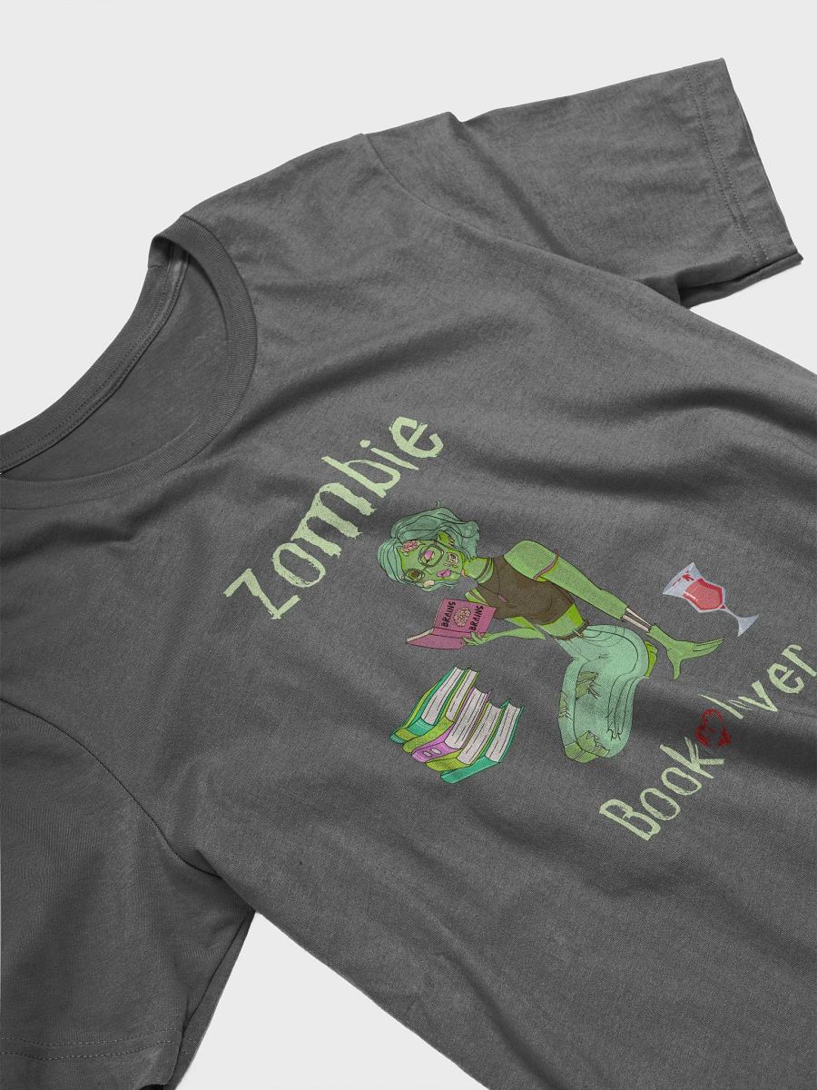 Zombie Book Lover Grey T-shirt product image (3)