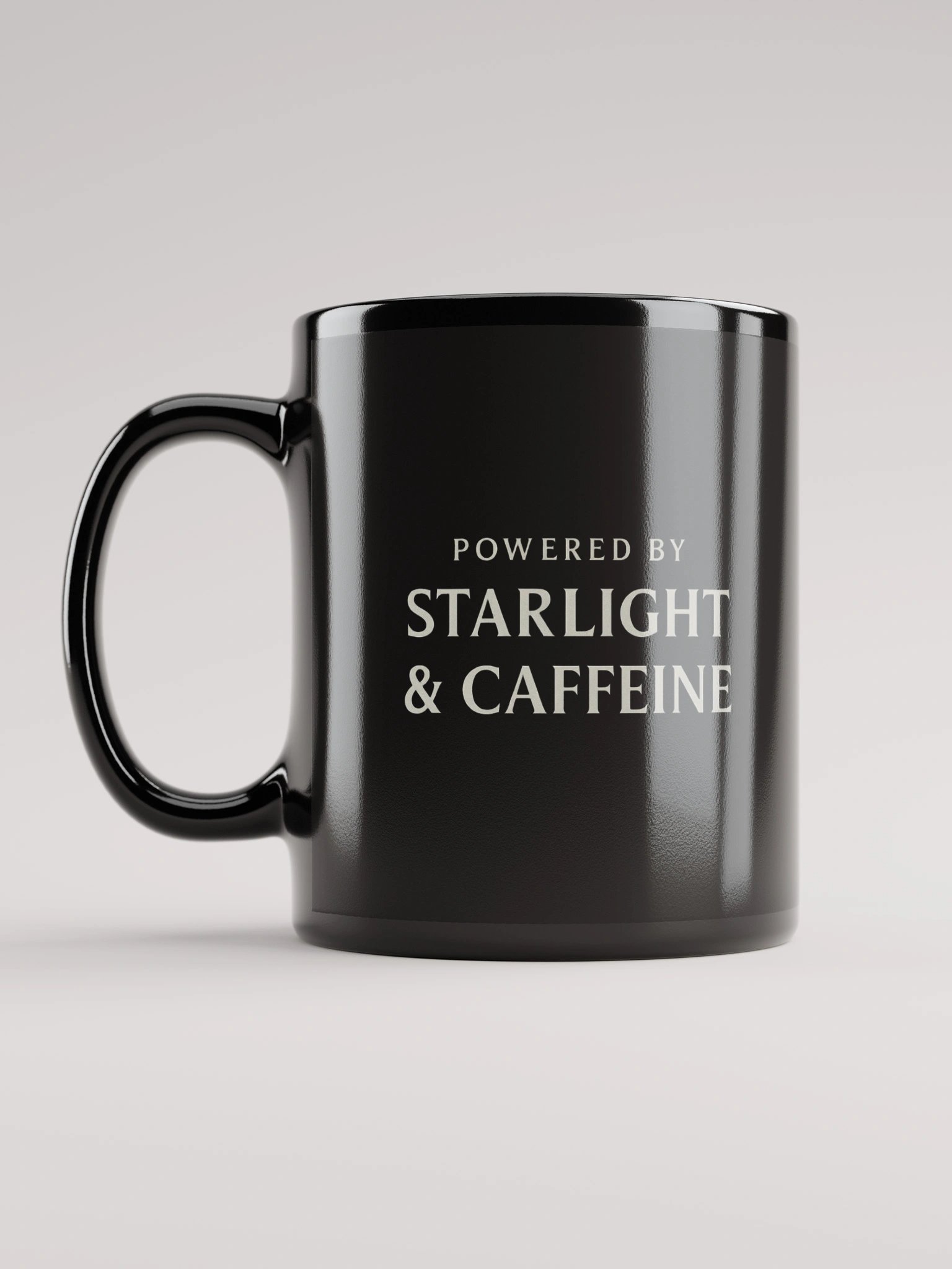 Powered by Starlight and Caffeine Mug – Space Lover’s Coffee Cup | Minimal Sci-Fi Design product image (6)