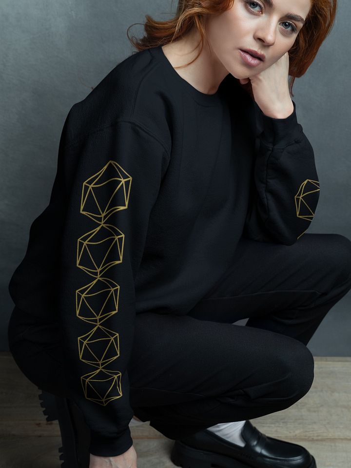 D20 Wireframe Dice Sleeve Unisex Sweatshirt for Board Gamers product image (1)