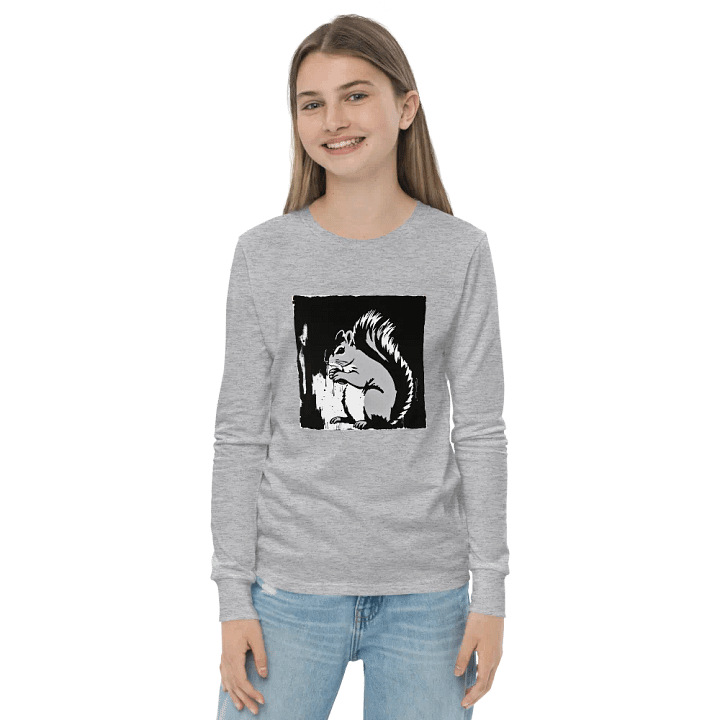Whimsical Squirrel Sketch Youth Long Sleeve Tee product image (2)