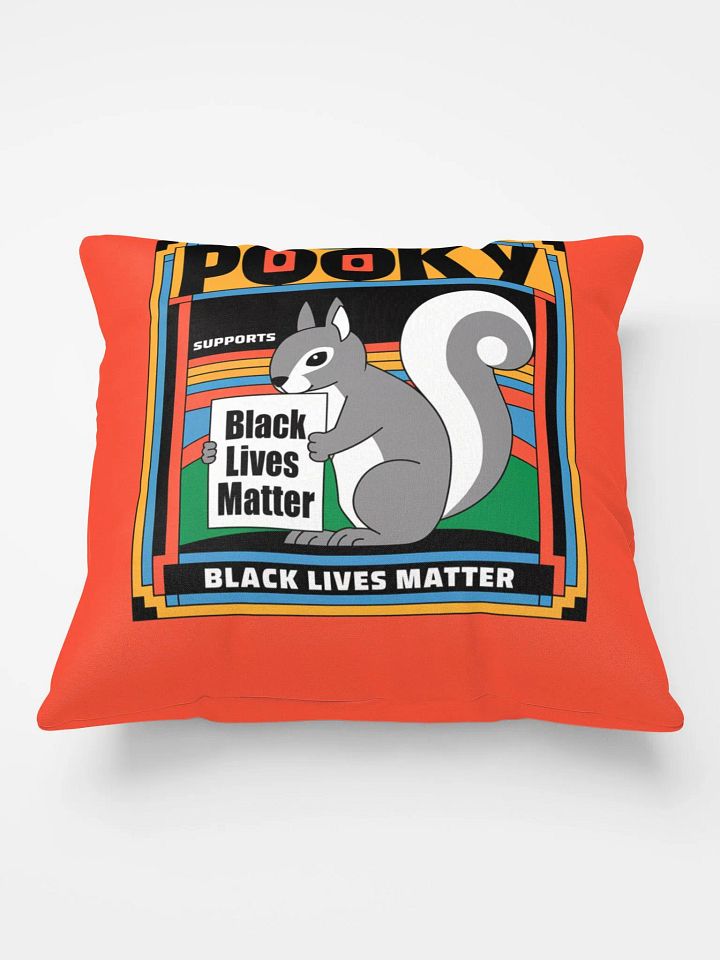 Comfy Pillow: Pooky the squirrel, BLM Red Border product image (1)