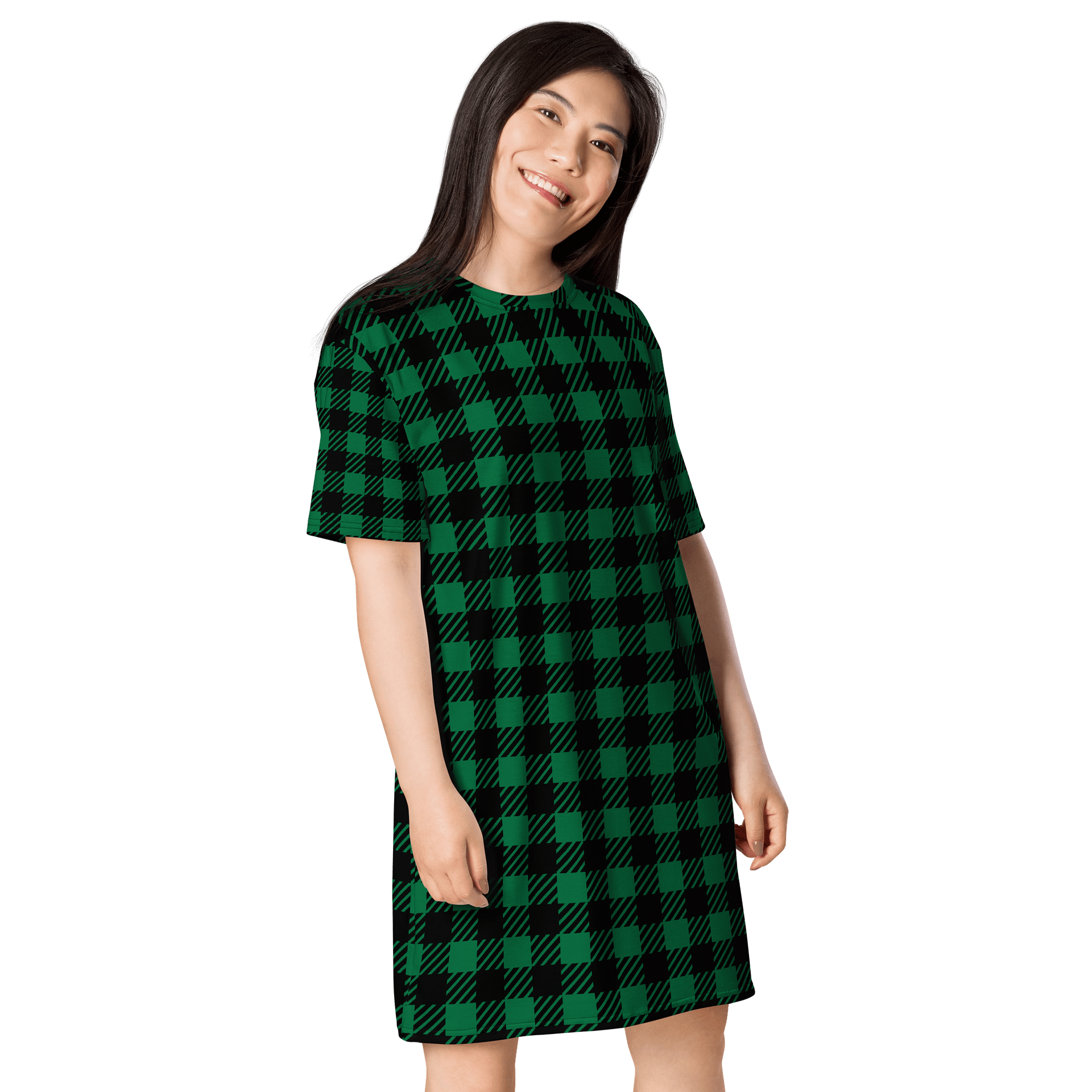 Chic Checkered Vibes T-Shirt Dress product image (4)