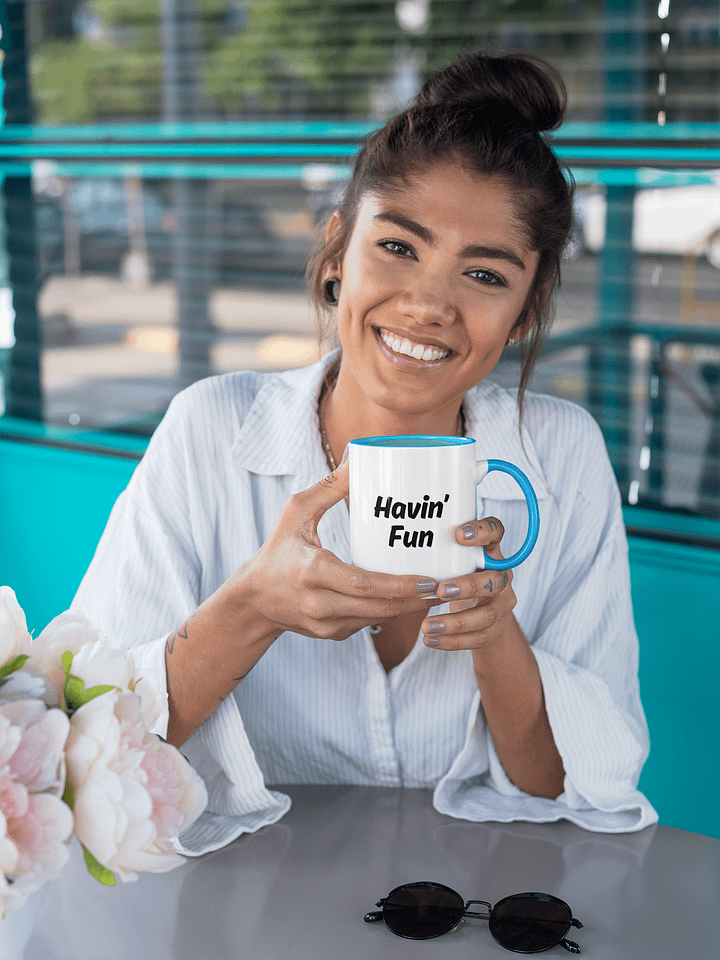 “Havin’ Fun” Upbeat Ceramic Mug with color product image (15)