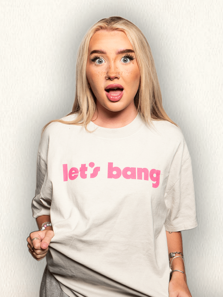 let's bang. white/pink, oversized tee product image (1)