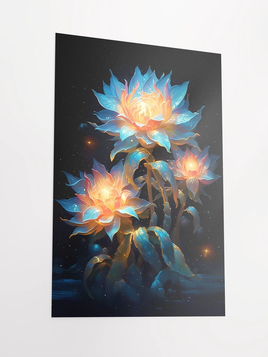 Celestial Flames: Ethereal Glowing Flowers Art Print Matte Poster product image (4)