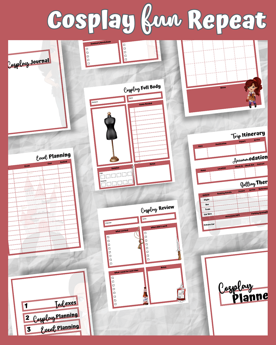 Monster Hunter Cosplay Planner – Red Edition | 54-Page Printable PDF product image (6)