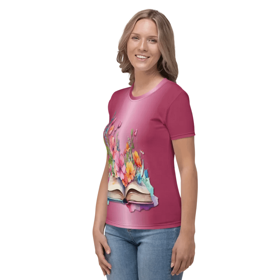 Floral Book All Over Print T-shirt product image (4)
