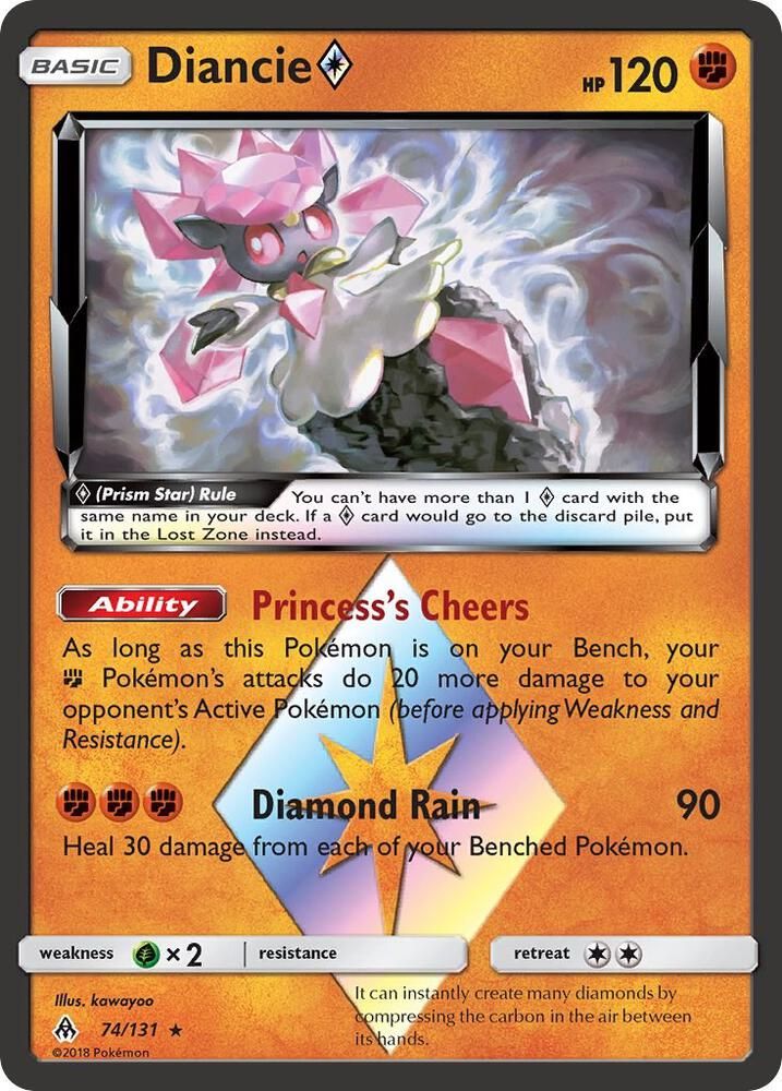 Pokémon Trading Card – Diancie ◇ Prism Star (Sun & Moon: Forbidden Light, #74/131) - NM product image (1)