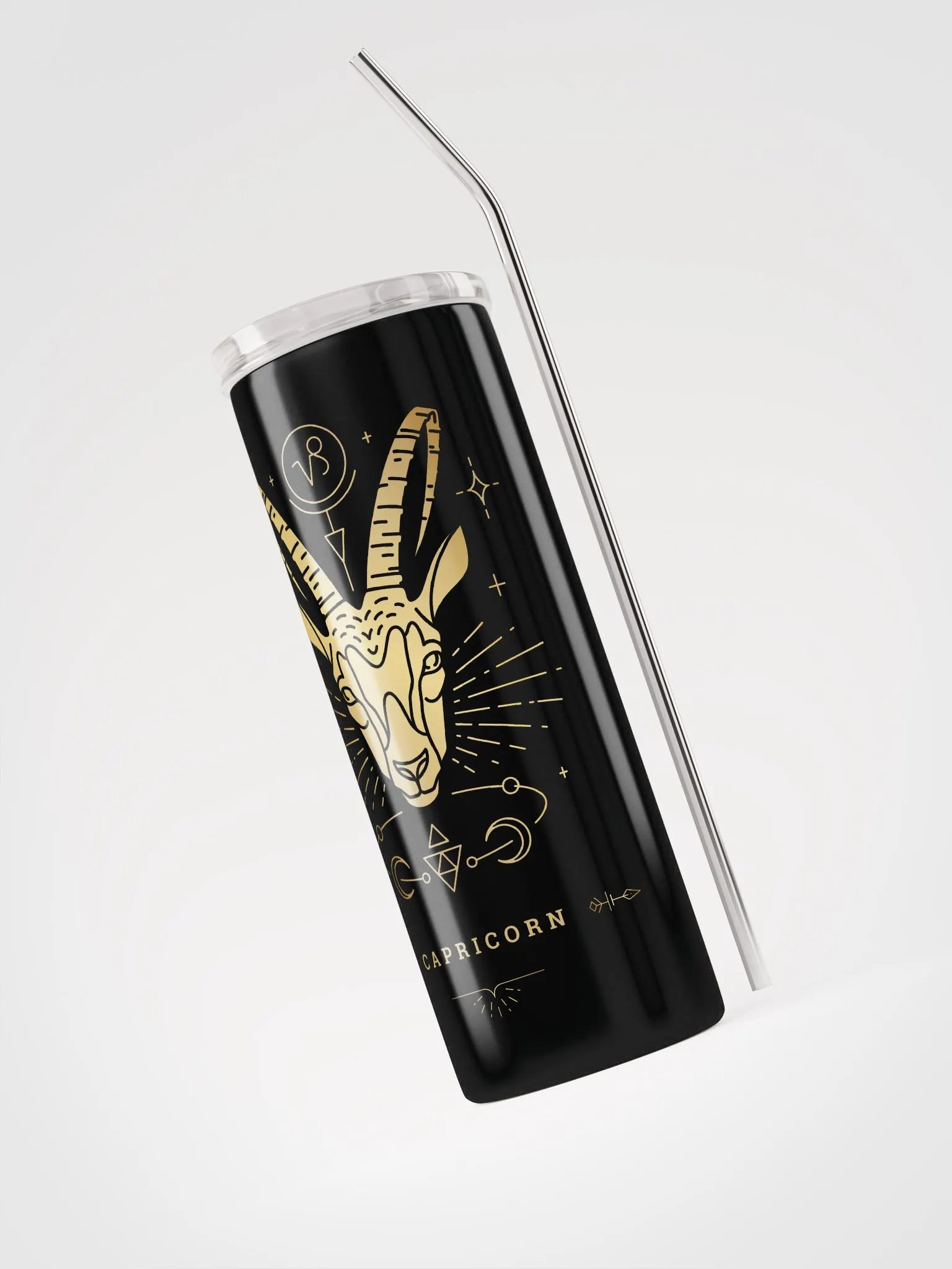 Golden Celestial Capricorn Stainless Steel Tumbler: Embrace Zodiac Elegance product image (3)