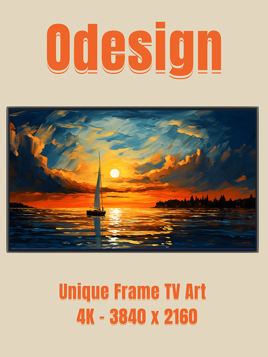 Landscape a beautifull lake by sunset, frame tv art product image (1)