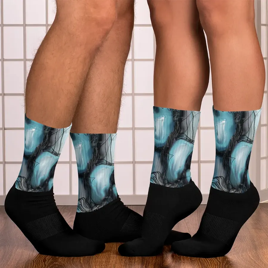 Abstract, art, socks, blue white, gray, black product image (9)