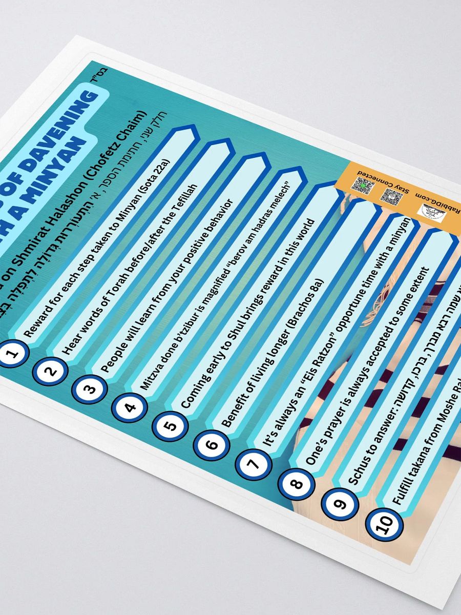 Sticker - 10 Benefits of Davening with a Minyan product image (2)