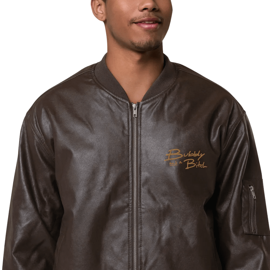 Bubbly and a B monochrome brown faux leather jacket product image (1)