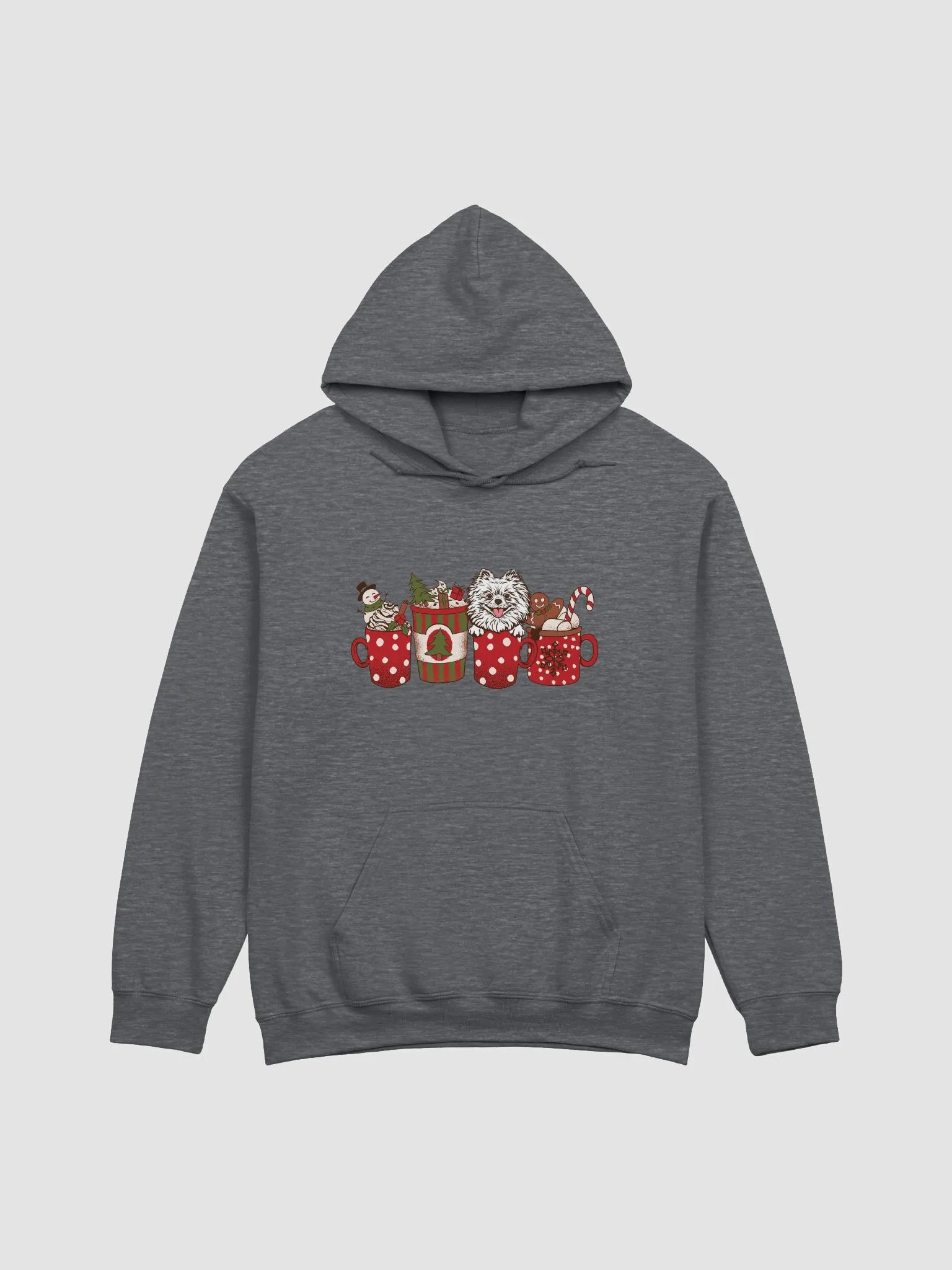 Cute Pomeranian(White) in a Christmas Cup Hooded Sweatshirt | Funny Christmas Pup in a Cup product image (4)