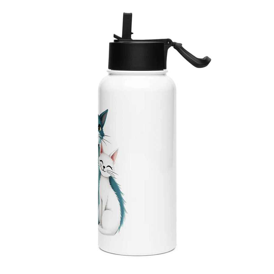 Triangular Harmony Cat Stainless Steel Water Bottle with a Straw Lid product image (3)