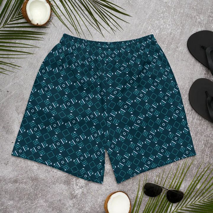 Facet Fantastic Blue Geometric All Over Print Unisex Athletic Long Shorts product image (2)