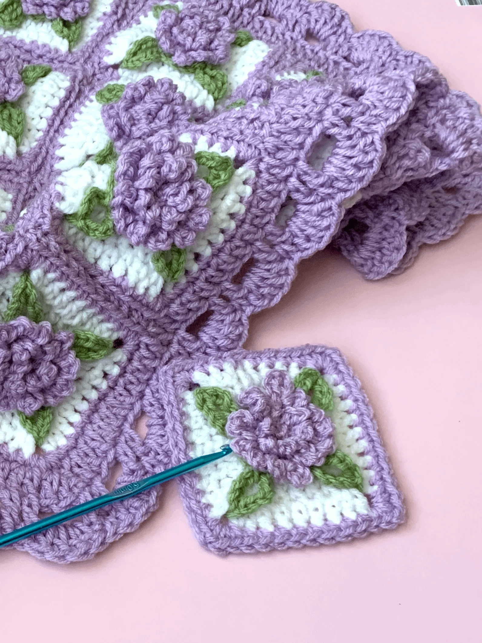 Lavender Flower Granny Square Baby Blanket Crochet Pattern, PDF Instant Download product image (5)