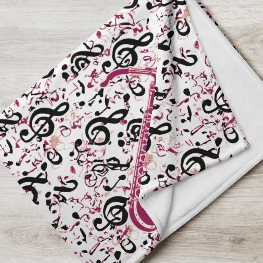 Pink Saxophone Pattern Throw Blanket product image (3)