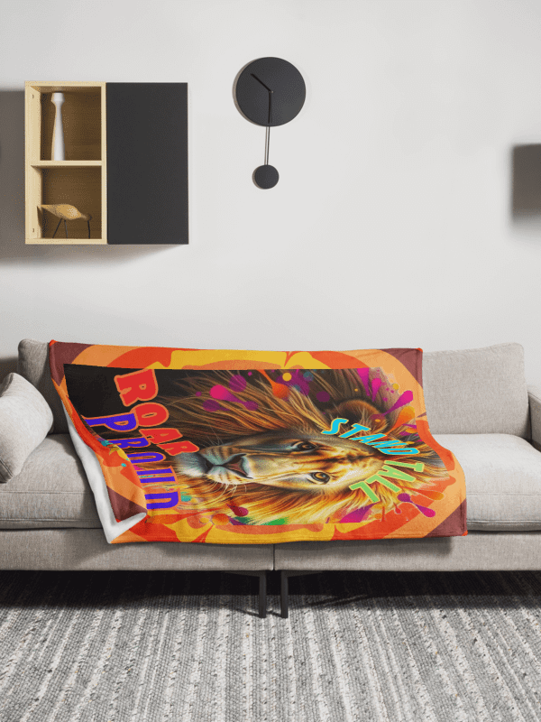THROW BLANKET - LION - STAND TALL, ROAR PROUD product image (2)