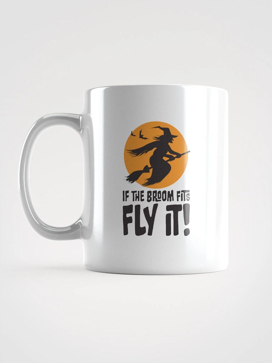 If the Broom Fits Ride it Mug | Halloween Witch Coffee Cup | Retro Spooky Fall Drinkware. product image (5)