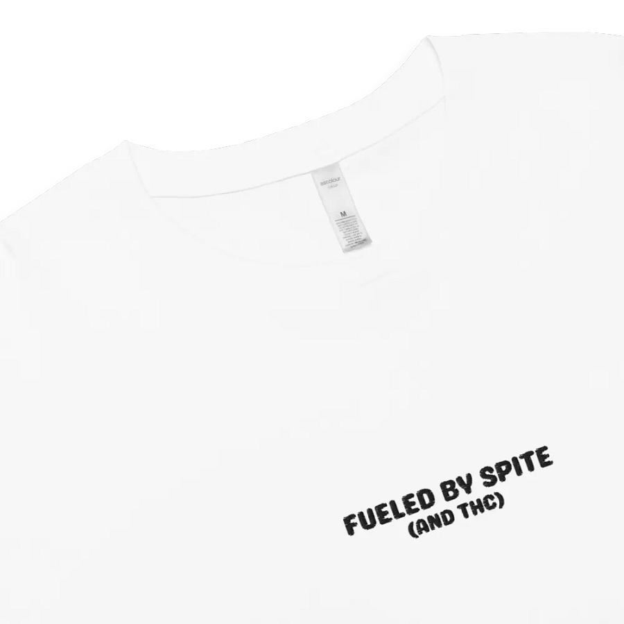 FUELED BY SPITE (black thread) embroidered cotton crop top product image (39)