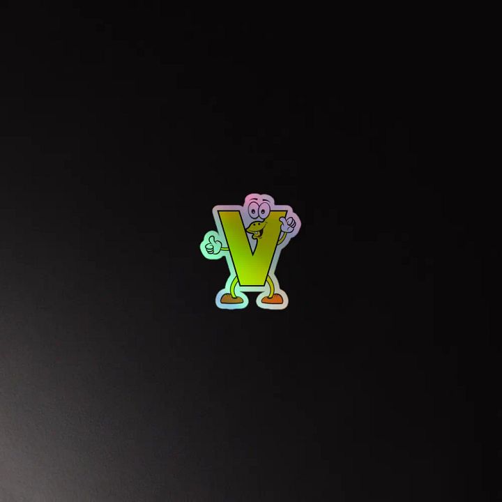 V Letter Cartoon Character Holographic Sticker product image (4)