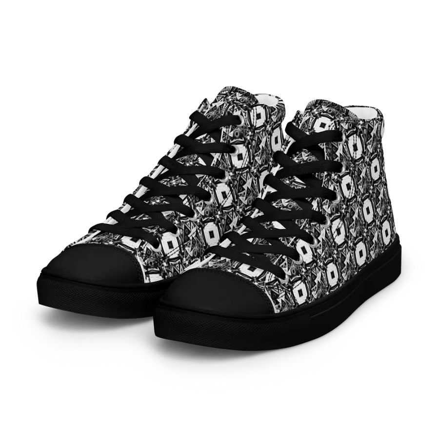 Abstract Monochrome Pattern Shapes and Squares Men's Canvas Shoe High Tops product image (7)