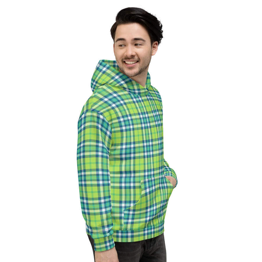 Lime Green and Turquoise Plaid Hoodie product image (5)