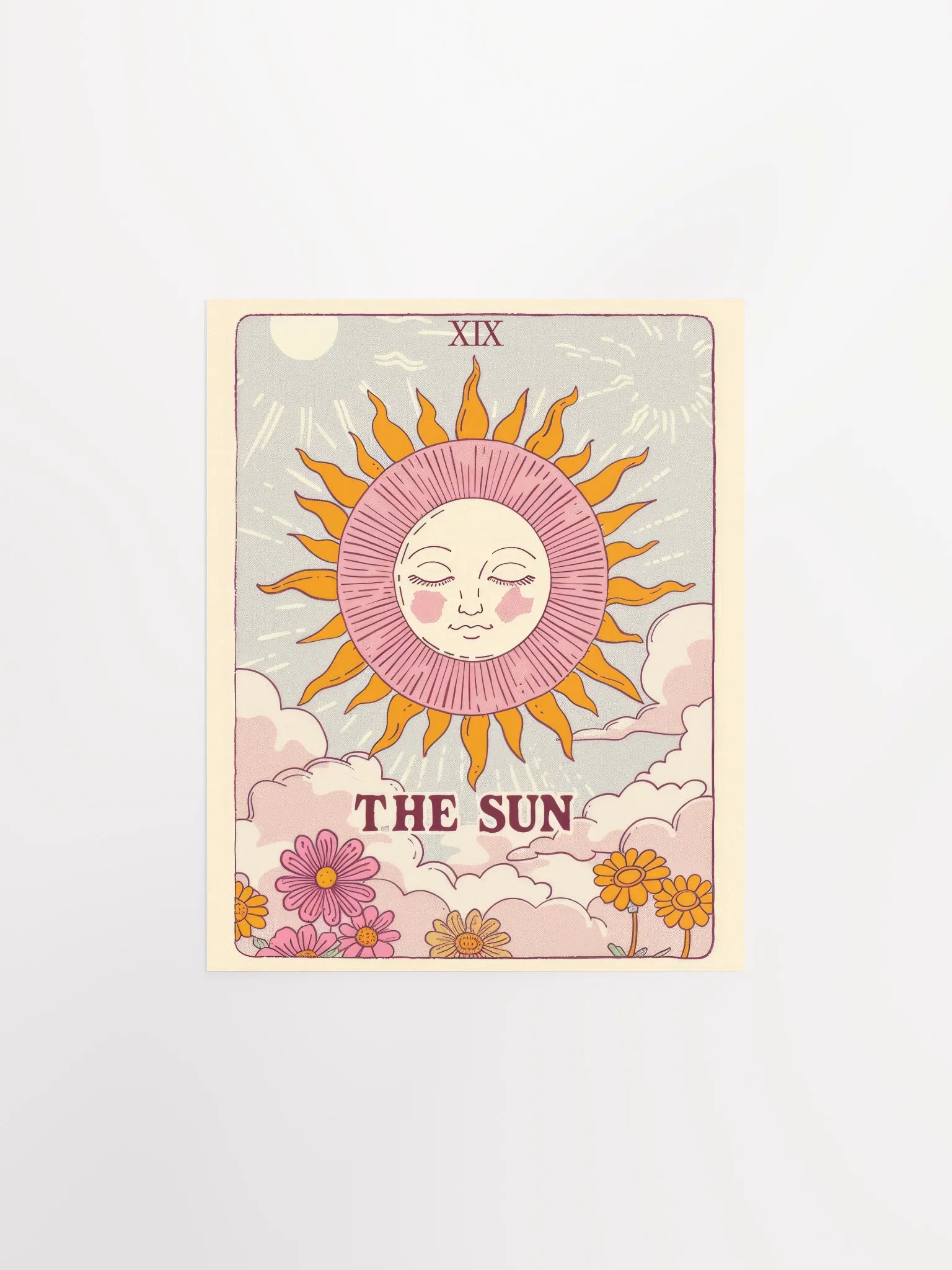 The Sun Tarot Card in Pastel Colors Retro Art Print product image (27)