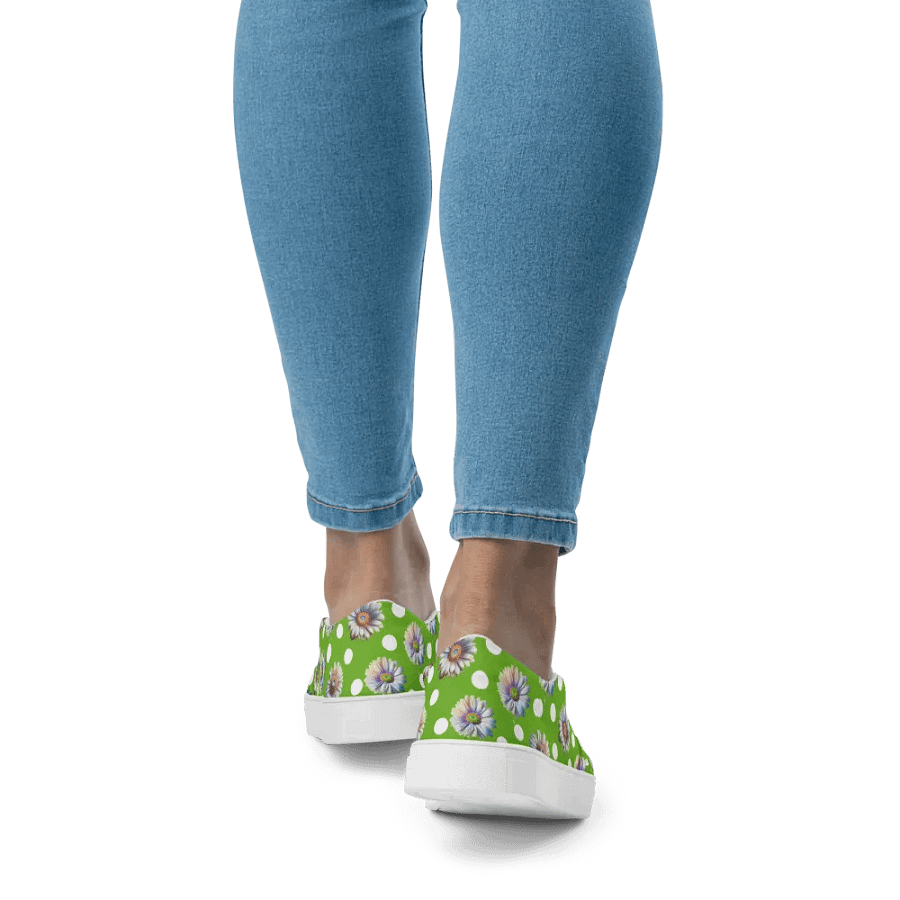 Daisy Dots - Lime Green Slip-on Canvas Shoes product image (2)