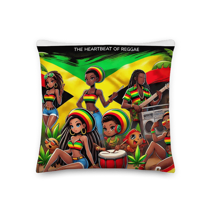 🌊 The Heartbeat of Reggae: Vibrant Throw Pillow product image (2)