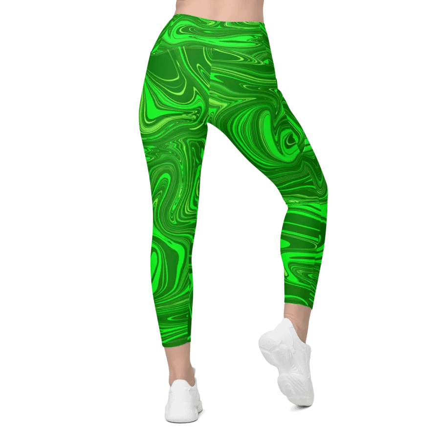 Leggings with Pockets - Different Shades of Green Digital Fluid Art product image (7)