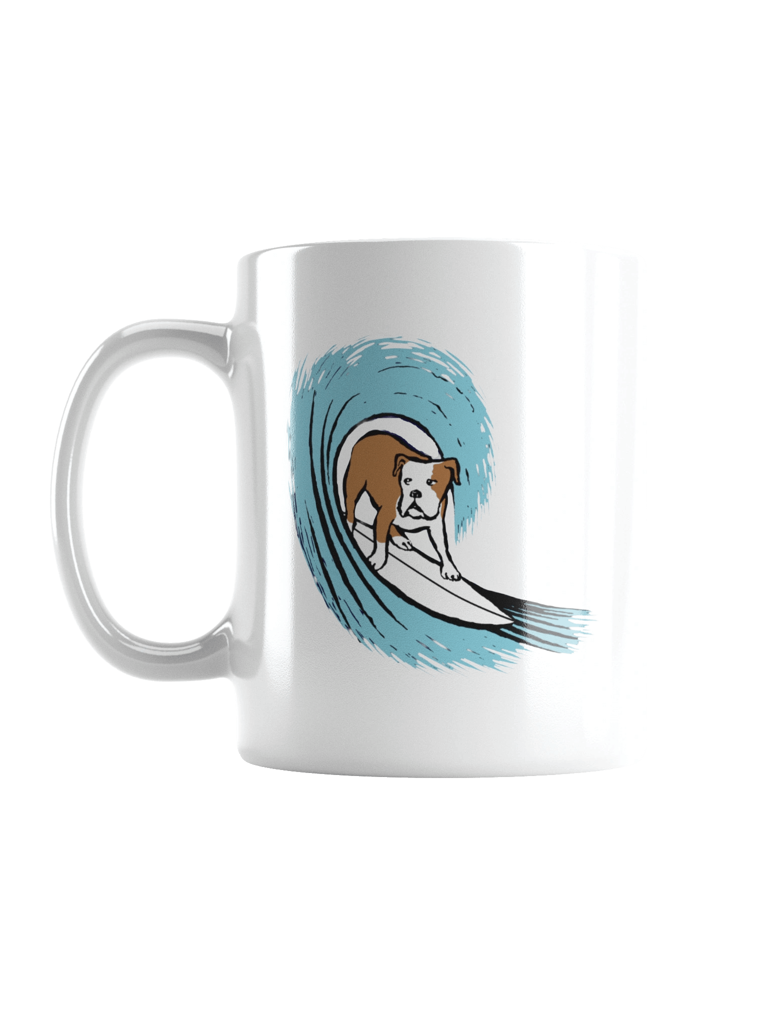 Surfing Bulldog White Glossy Mug product image (1)