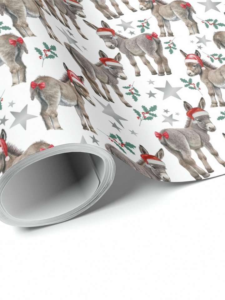Donkeys Santa Hats Christmas Gift Wrapping Paper product image (1)