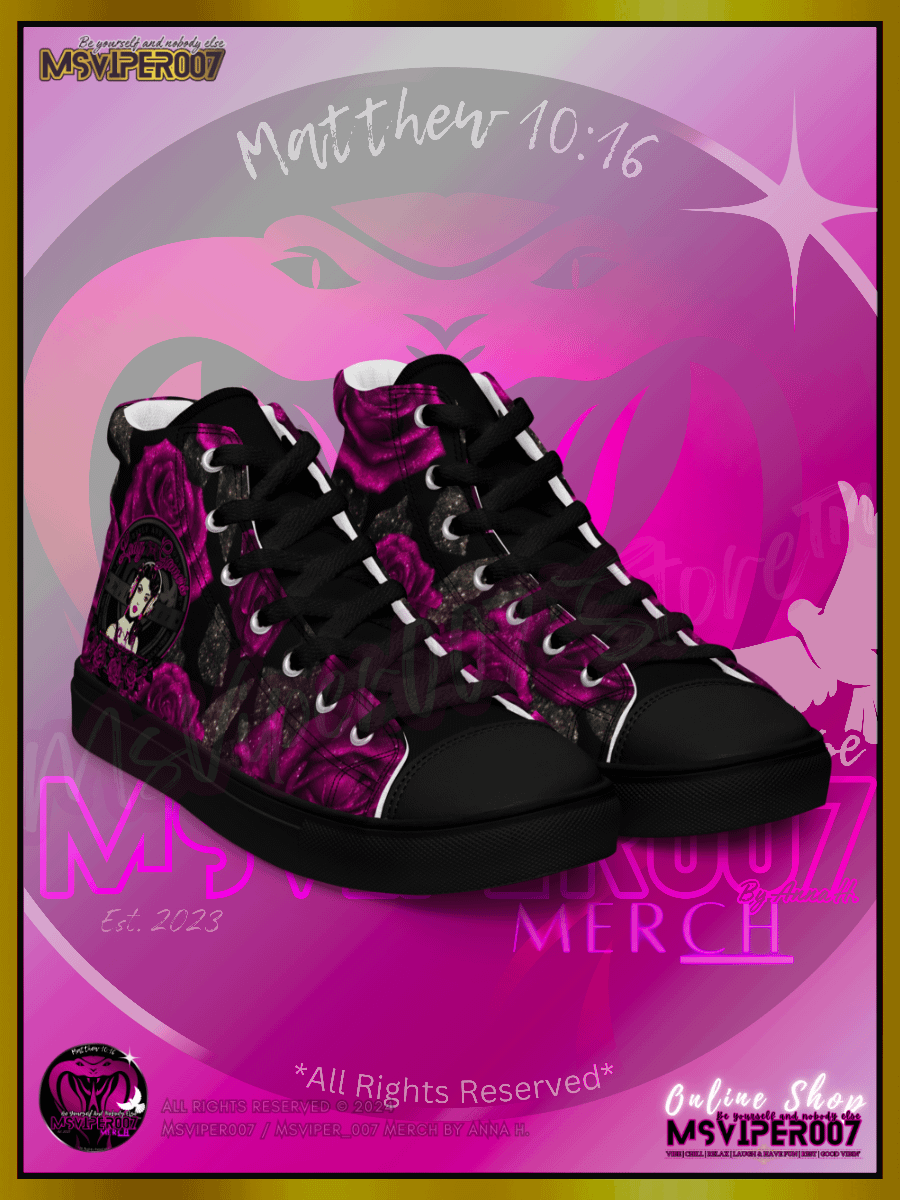 Shoes (High-Tops) - MsViper007's "Lady Gamers Are Awesome™ | [V3] (blk/velvet violent rose)" Womens Comfort High-Top Shoes by Anna H. product image (6)