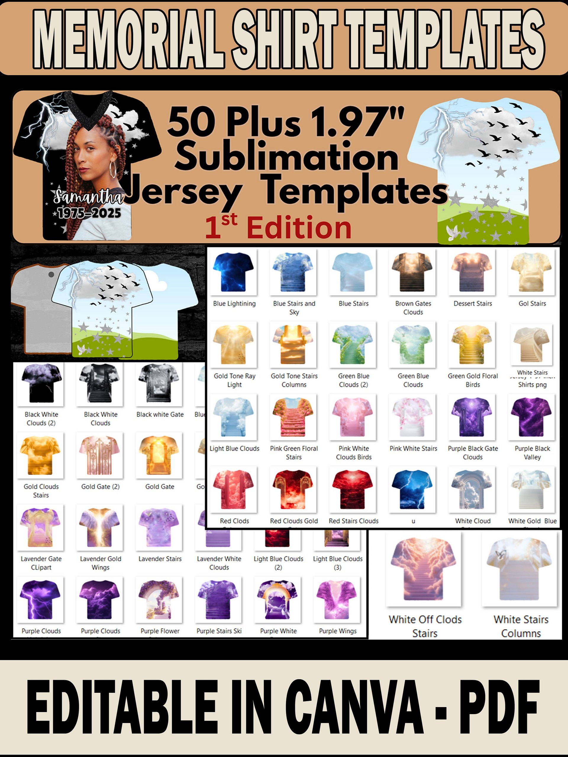 VIP Members Only - 50 Plus 1.97 and 1.57 inch MDF T'Shirt Memorial Templates - Design Editable in Canva - DIY Videos Included product image (1)
