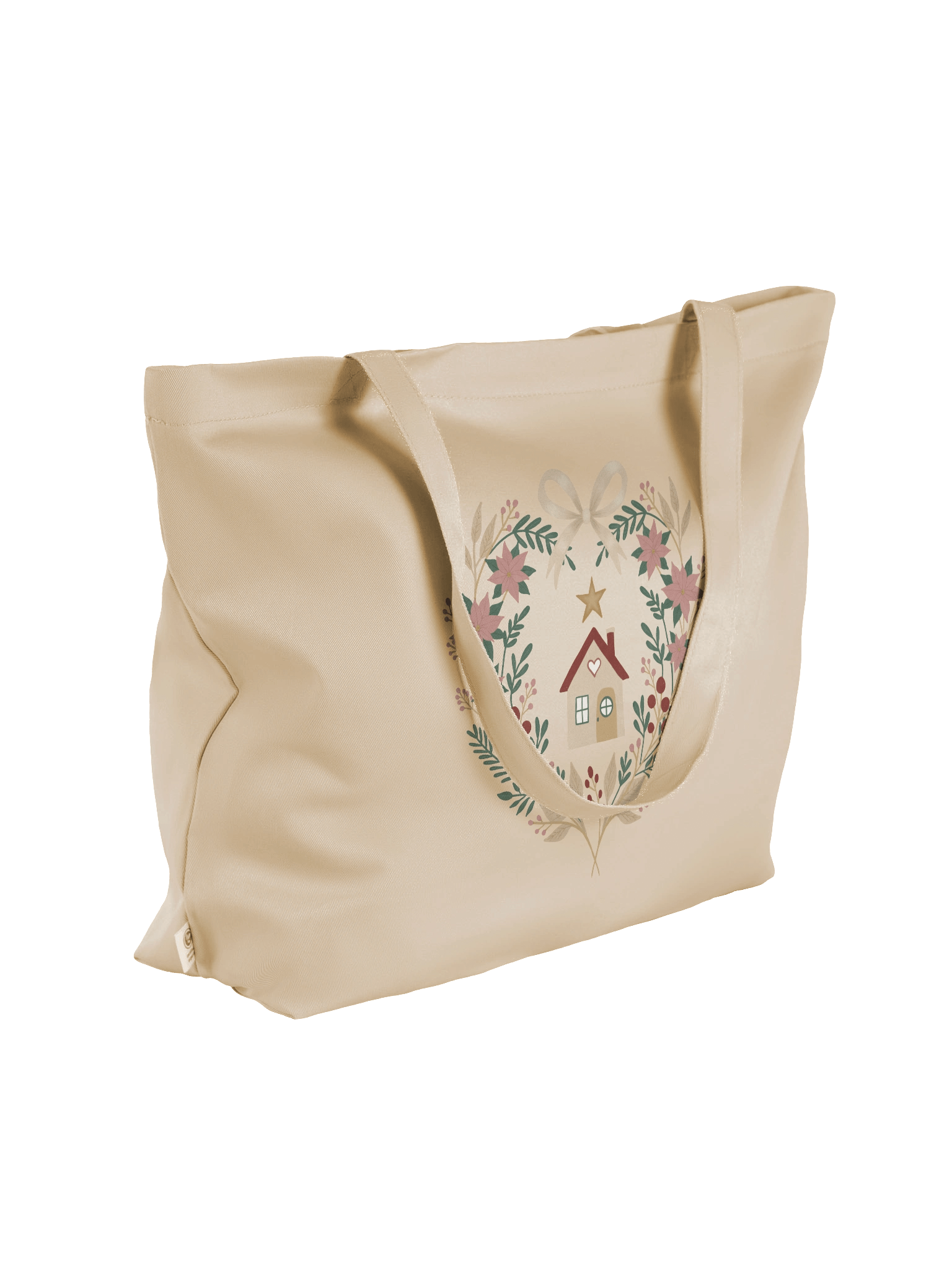 Organic cotton tote bag winter heart home. Elegant holiday design & eco-friendly style product image (4)