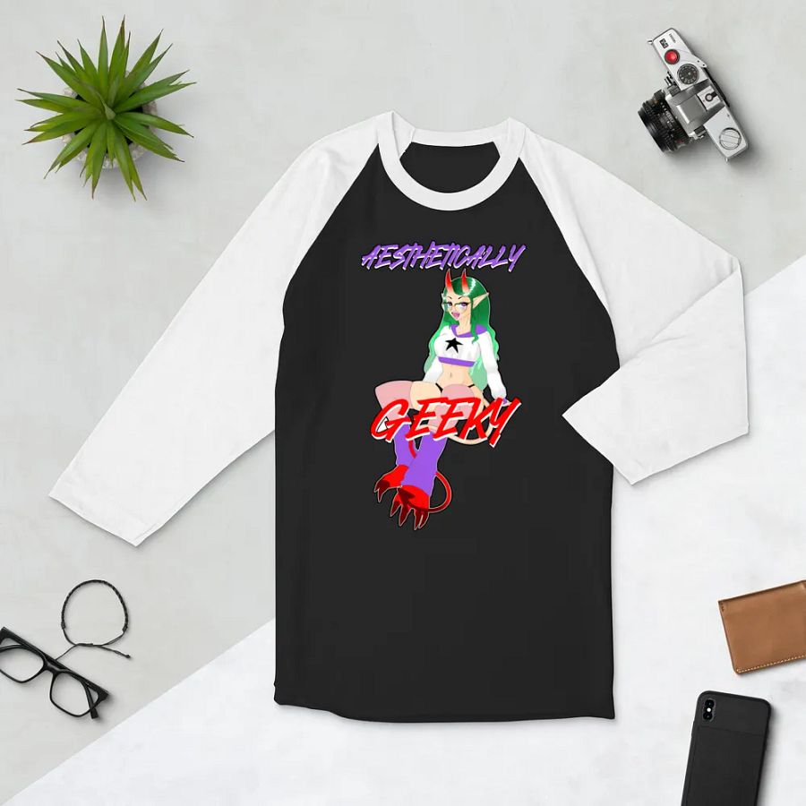 Aesthetically Geeky Demon Baseball Tee product image (15)