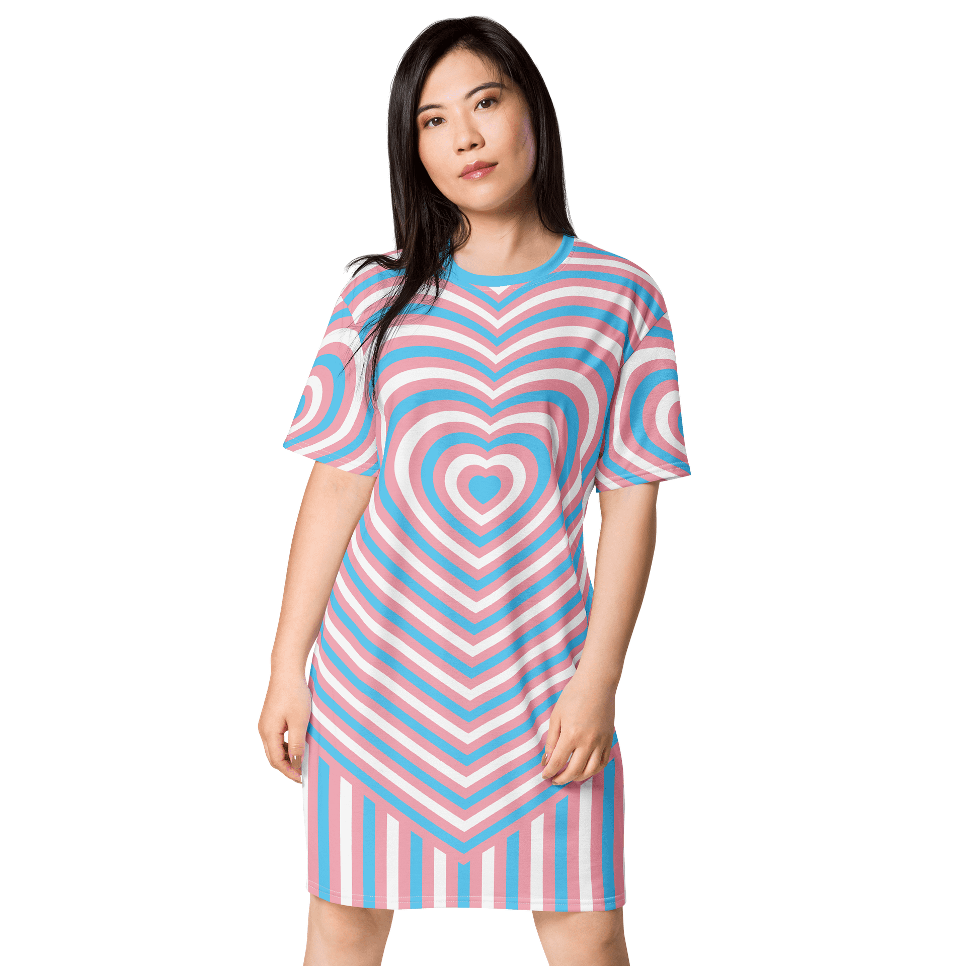 Trans Pride Hearts T-shirt Dress product image (1)
