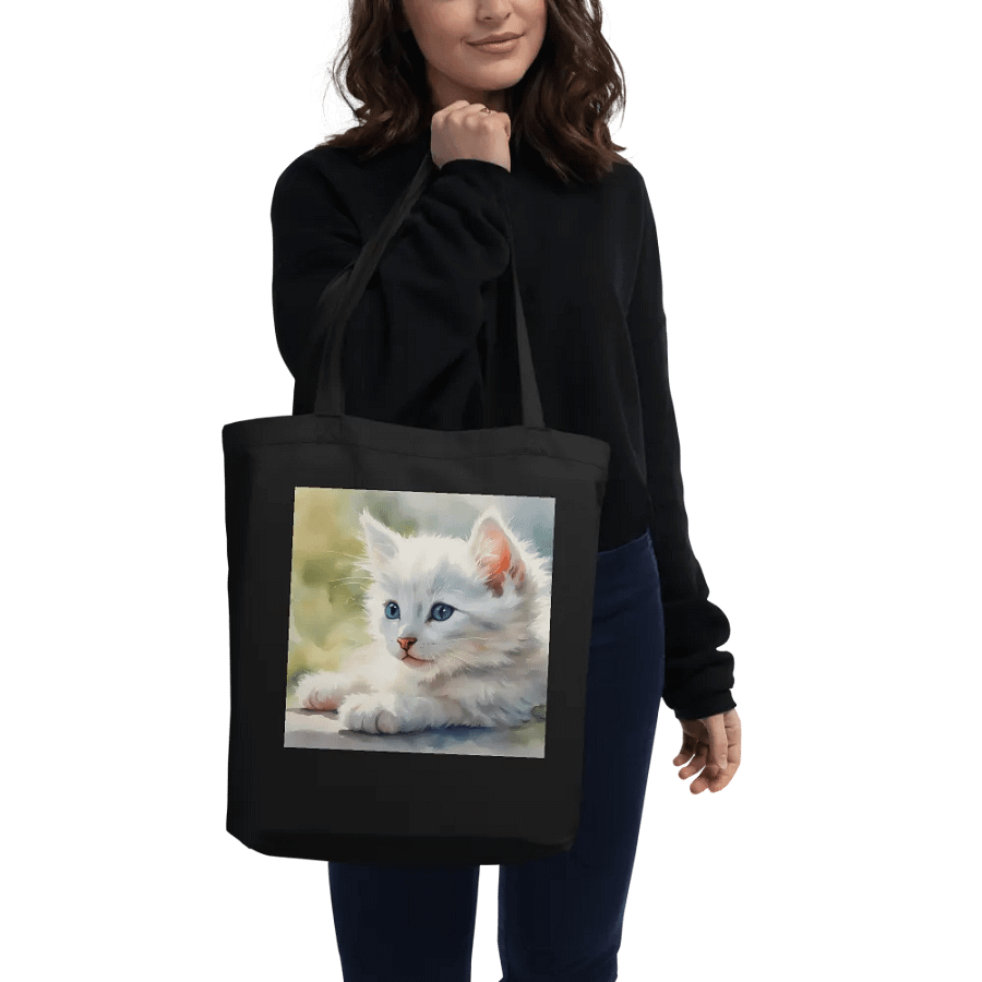 White Kitten, Organic Cotton Twill Tote Bag product image (2)