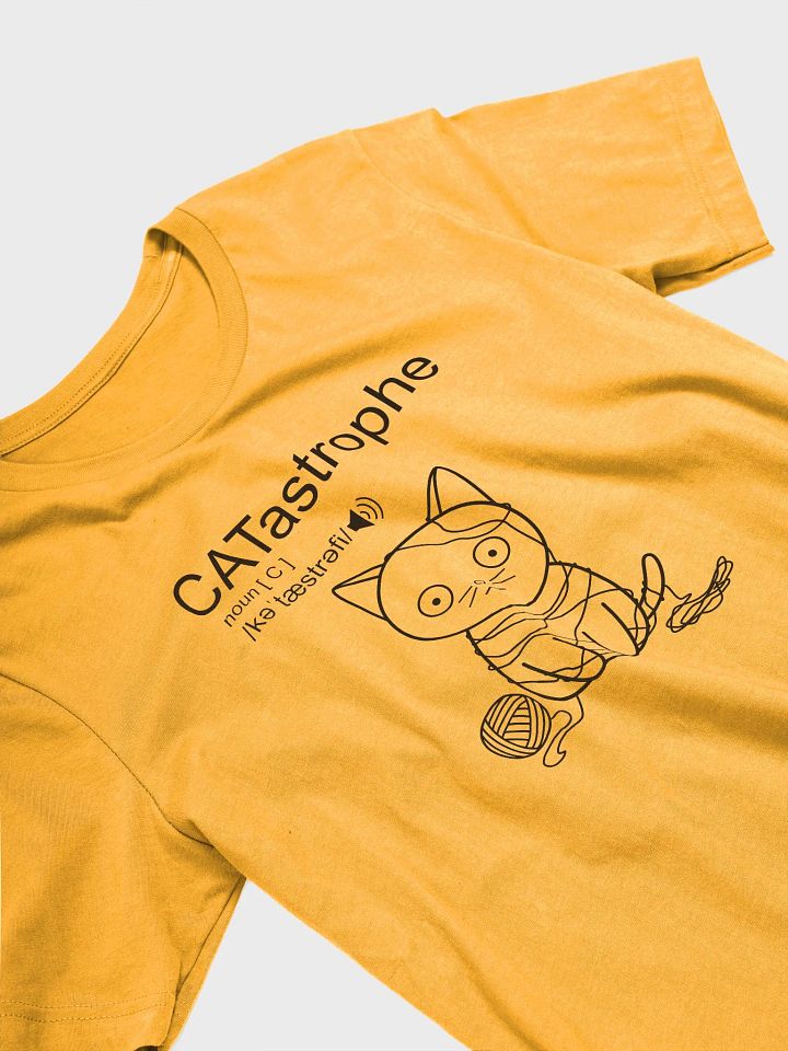 CATastrophe Unisex Tee, Cat with Yarn, Black Print product image (2)